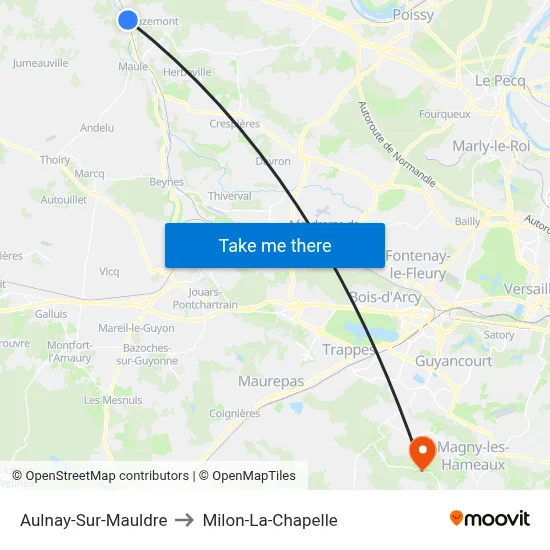 Aulnay-Sur-Mauldre to Milon-La-Chapelle map