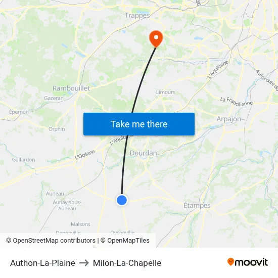 Authon-La-Plaine to Milon-La-Chapelle map