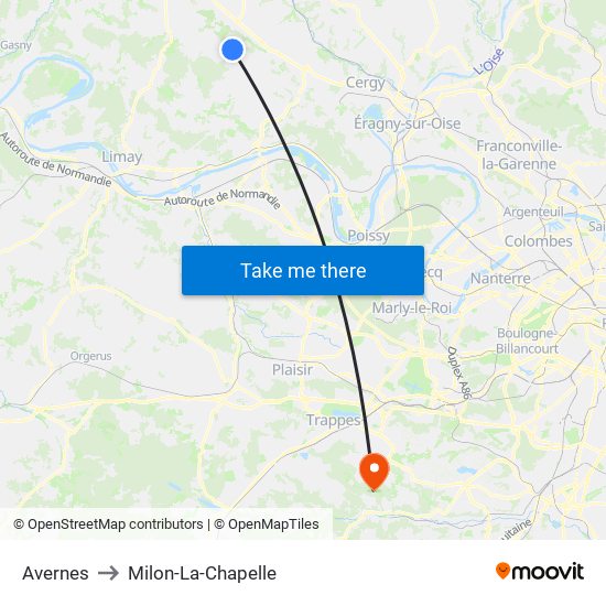 Avernes to Milon-La-Chapelle map
