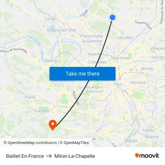 Baillet-En-France to Milon-La-Chapelle map