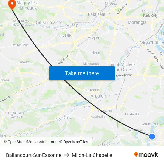 Ballancourt-Sur-Essonne to Milon-La-Chapelle map