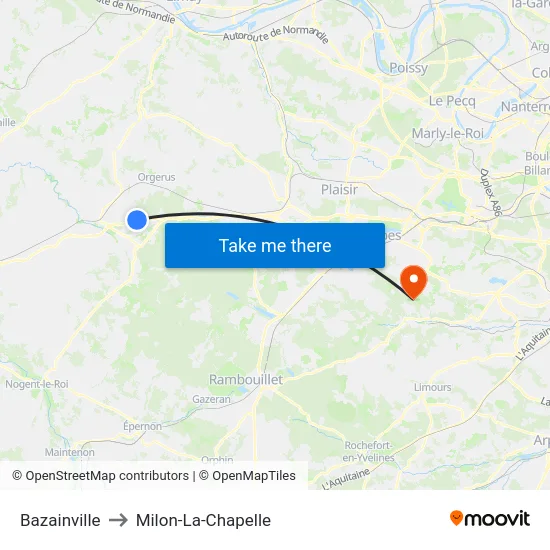 Bazainville to Milon-La-Chapelle map