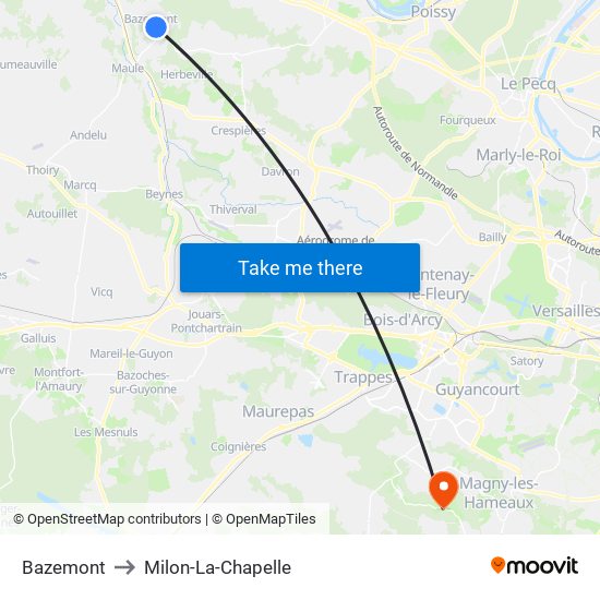 Bazemont to Milon-La-Chapelle map