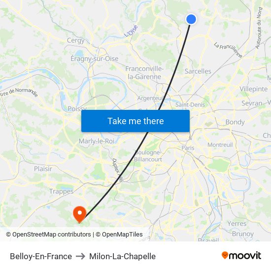 Belloy-En-France to Milon-La-Chapelle map