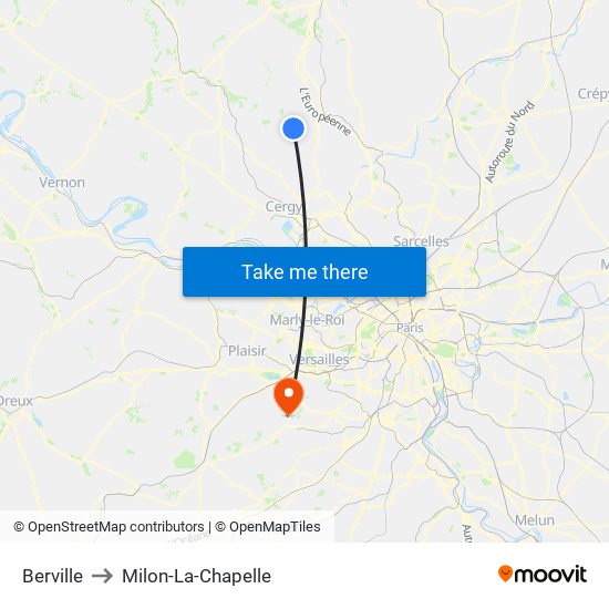 Berville to Milon-La-Chapelle map