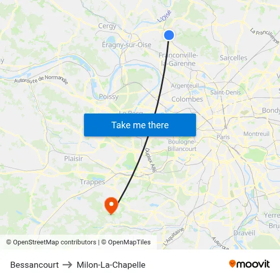 Bessancourt to Milon-La-Chapelle map