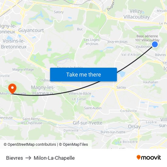 Bievres to Milon-La-Chapelle map