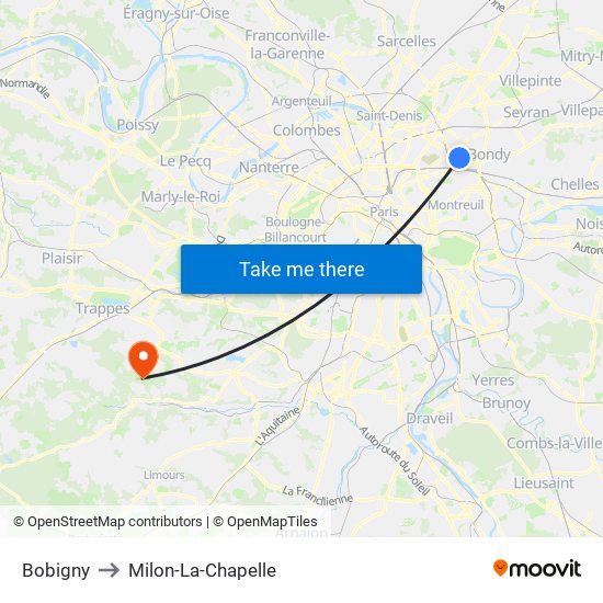Bobigny to Milon-La-Chapelle map