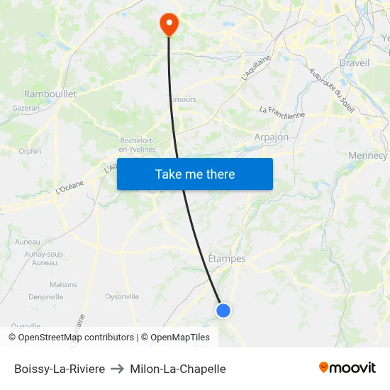 Boissy-La-Riviere to Milon-La-Chapelle map