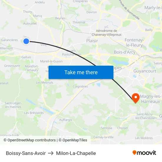 Boissy-Sans-Avoir to Milon-La-Chapelle map