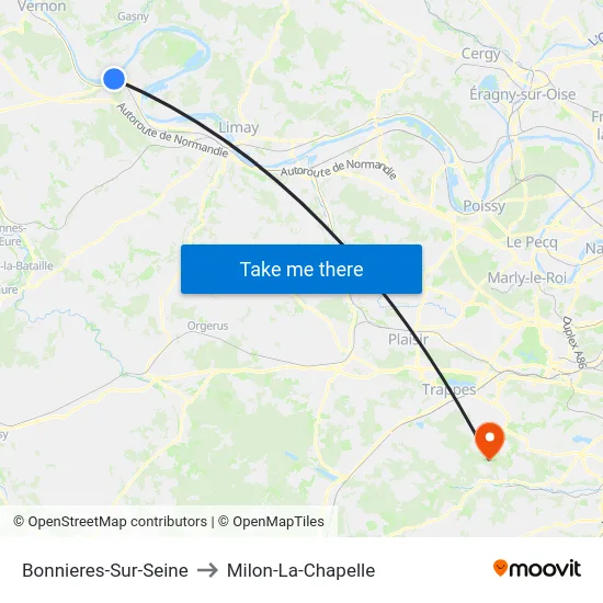 Bonnieres-Sur-Seine to Milon-La-Chapelle map