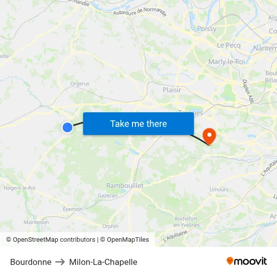 Bourdonne to Milon-La-Chapelle map