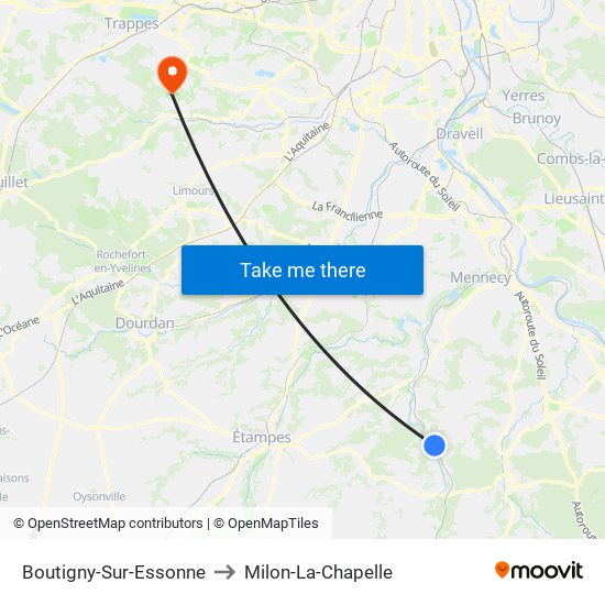 Boutigny-Sur-Essonne to Milon-La-Chapelle map