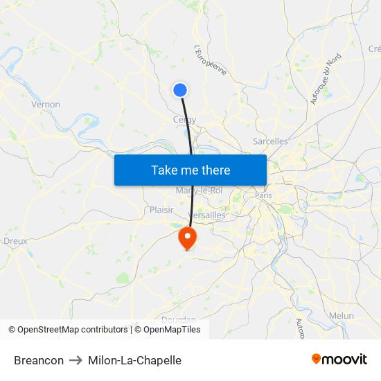 Breancon to Milon-La-Chapelle map
