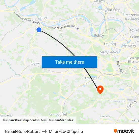 Breuil-Bois-Robert to Milon-La-Chapelle map