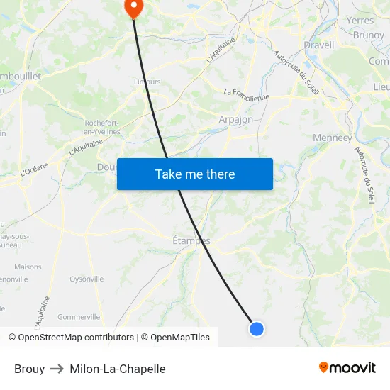 Brouy to Milon-La-Chapelle map