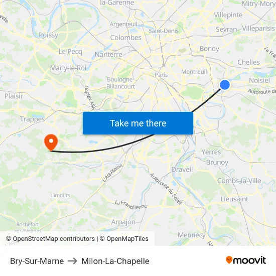 Bry-Sur-Marne to Milon-La-Chapelle map