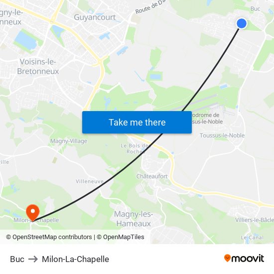 Buc to Milon-La-Chapelle map