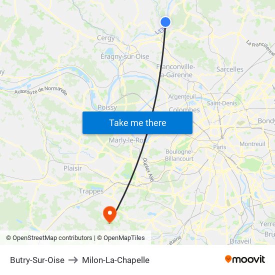 Butry-Sur-Oise to Milon-La-Chapelle map
