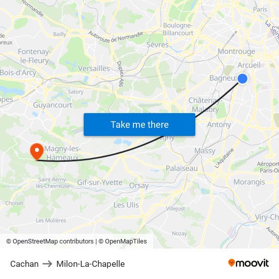 Cachan to Milon-La-Chapelle map