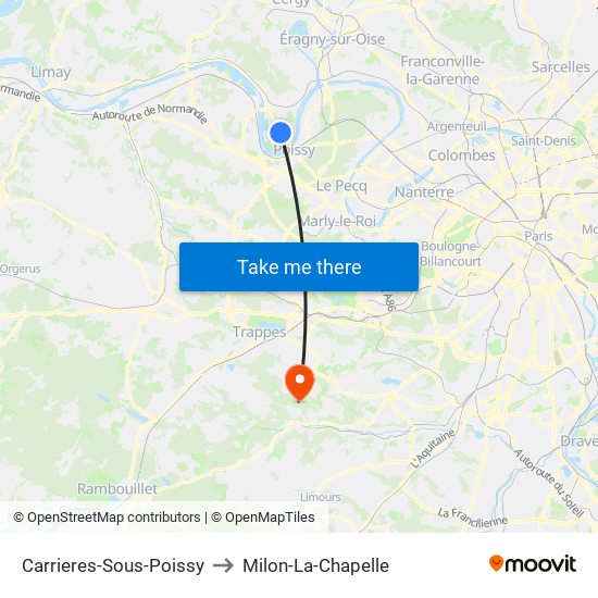 Carrieres-Sous-Poissy to Milon-La-Chapelle map