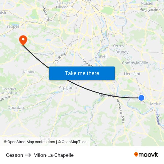 Cesson to Milon-La-Chapelle map