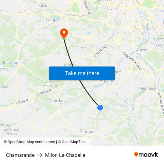 Chamarande to Milon-La-Chapelle map