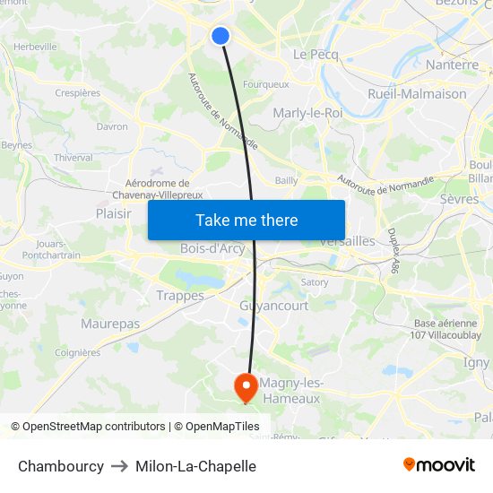 Chambourcy to Milon-La-Chapelle map