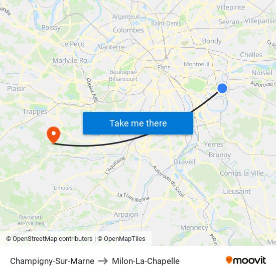 Champigny-Sur-Marne to Milon-La-Chapelle map