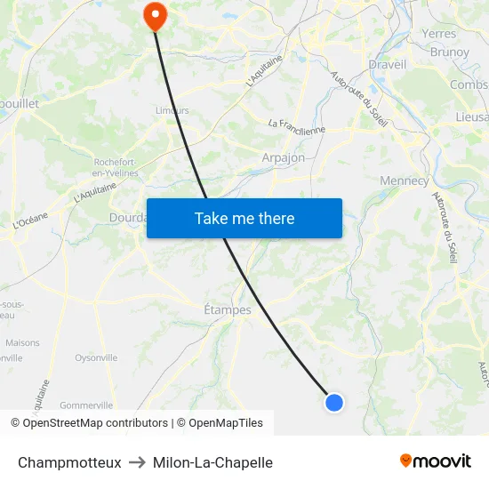 Champmotteux to Milon-La-Chapelle map