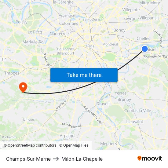 Champs-Sur-Marne to Milon-La-Chapelle map