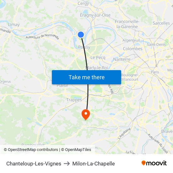 Chanteloup-Les-Vignes to Milon-La-Chapelle map