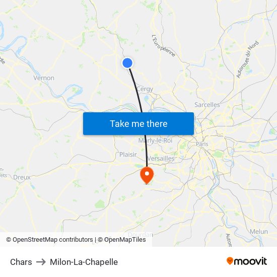 Chars to Milon-La-Chapelle map