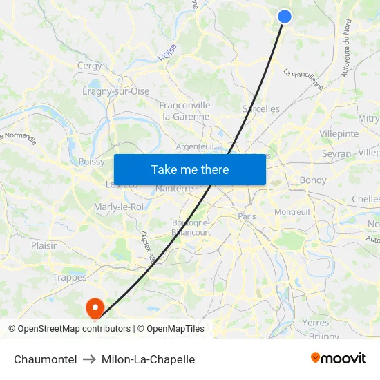 Chaumontel to Milon-La-Chapelle map