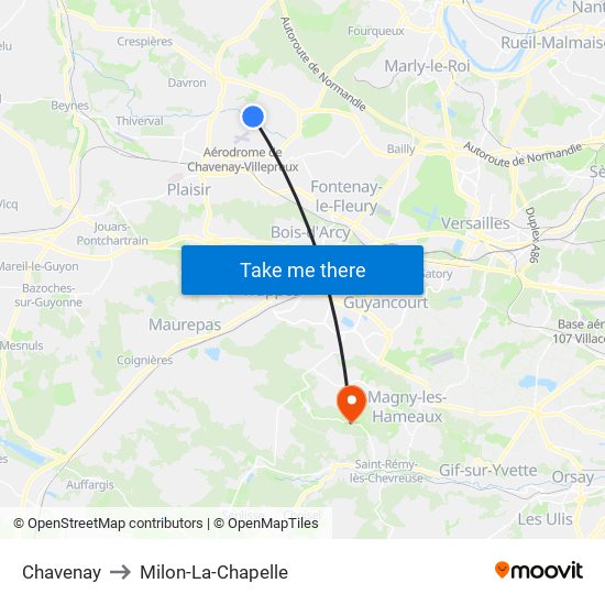 Chavenay to Milon-La-Chapelle map