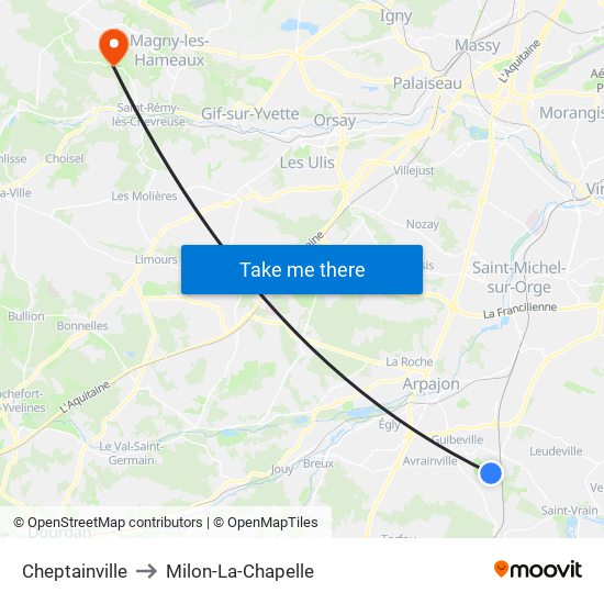 Cheptainville to Milon-La-Chapelle map