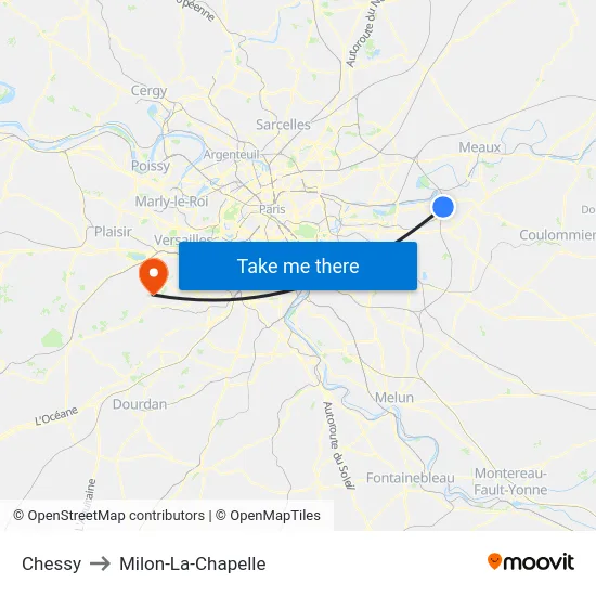 Chessy to Milon-La-Chapelle map
