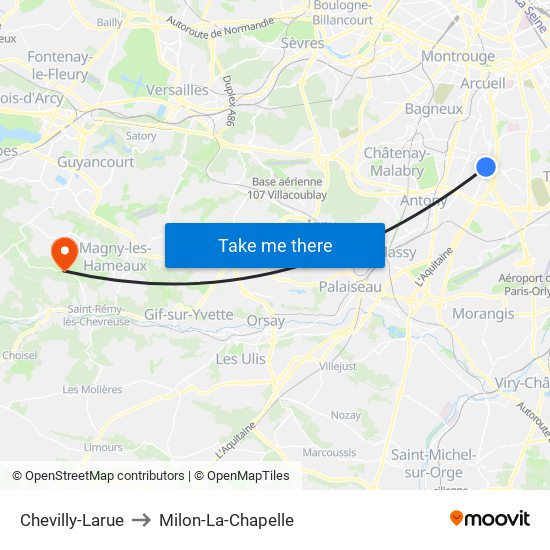 Chevilly-Larue to Milon-La-Chapelle map