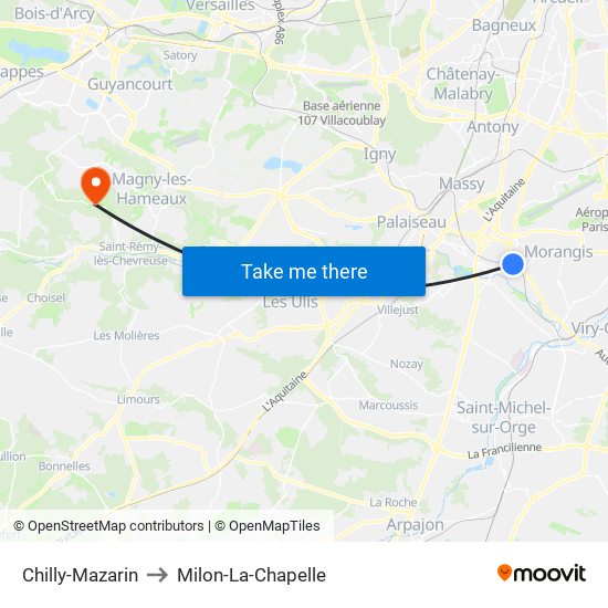 Chilly-Mazarin to Milon-La-Chapelle map