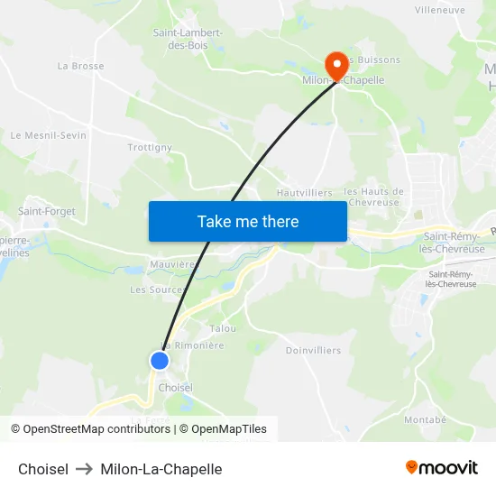 Choisel to Milon-La-Chapelle map