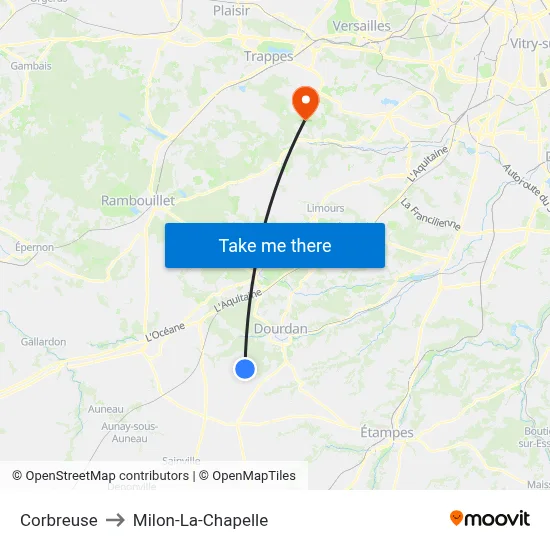 Corbreuse to Milon-La-Chapelle map