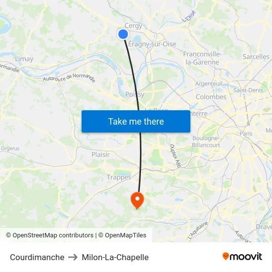 Courdimanche to Milon-La-Chapelle map