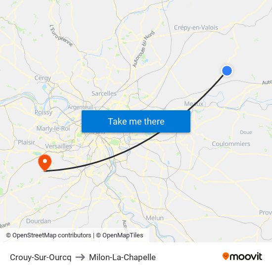 Crouy-Sur-Ourcq to Milon-La-Chapelle map