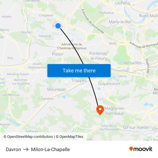 Davron to Milon-La-Chapelle map