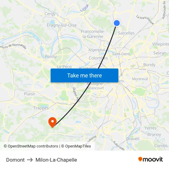 Domont to Milon-La-Chapelle map