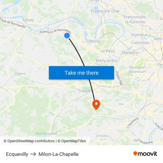 Ecquevilly to Milon-La-Chapelle map