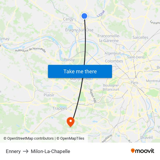Ennery to Milon-La-Chapelle map