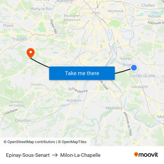 Epinay-Sous-Senart to Milon-La-Chapelle map