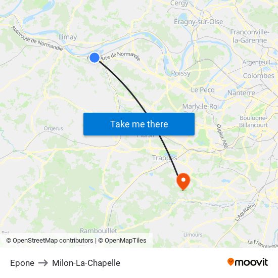 Epone to Milon-La-Chapelle map