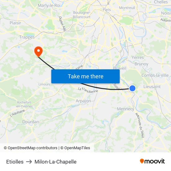 Etiolles to Milon-La-Chapelle map